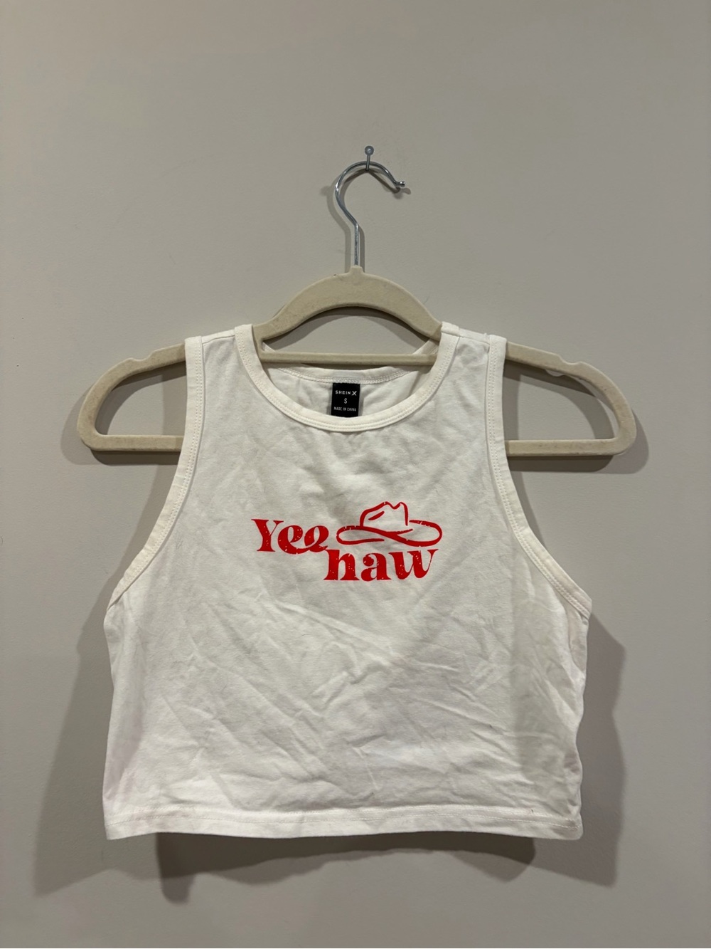 White "Yee Haw" Graphic Crop Tank Top